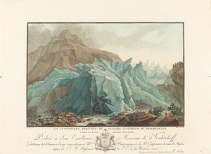 La Lutschinen che esce dal ghiacciaio inferiore del Grindelwald, 1785 da Charles Melchior Descourtis