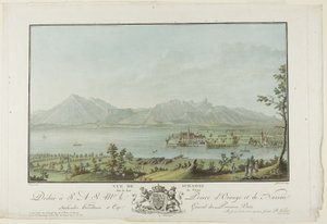 Vista da Schadau sul lago di Thun da Charles Melchior Descourtis