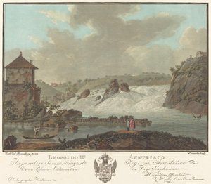 Cascate di Schaffhausen da Charles Melchior Descourtis after Friedrich Rosenberg after Johann Heinrich Troll