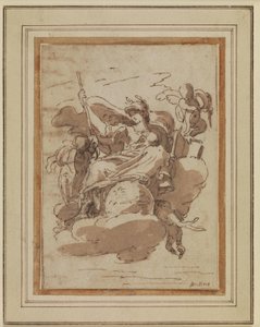 Figura allegorica femminile, seduta sulle nuvole da Charles Mellin