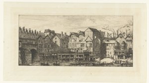 Facciate posteriori di case con pellicciai sulla Senna vicino a Pont-au-Change a Parigi da Charles Meryon