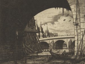 Arco, Pont Nôtre-Dame, Parigi da Charles Meryon