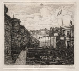 Stabilimento di bagni freddi di Chevrier, Parigi da Charles Meryon
