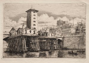 Incisioni di Parigi: La pompa di Notre Dame, 1852 da Charles Meryon