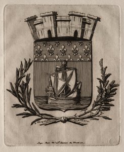 Incisioni di Parigi: Le armi simboliche della città di Parigi, 1854 da Charles Meryon