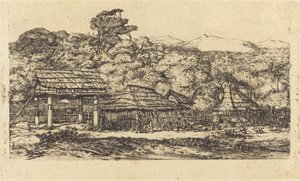 Granai indigeni e abitazioni ad Akaroa, penisola di Banks, 1845 da Charles Meryon
