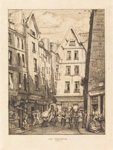 La Rue Pirouette aux halles, Parigi da Charles Meryon