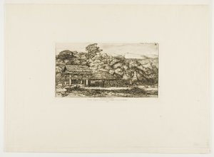 Granai e capanne dei nativi ad Akaroa, penisola di Banks, 1845 da Charles Meryon