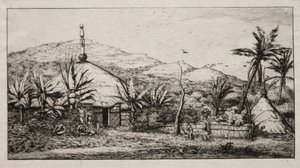 Nuova Caledonia: Grande Capanna Nativa sulla Strada da Balade a Puebo, 1845 da Charles Meryon