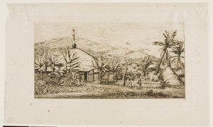 Nuova Caledonia: Grande capanna nativa sulla strada da Balade a Puépo, 1845 da Charles Meryon