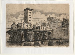 Pompa di Notre Dame, Parigi, 1852 da Charles Meryon