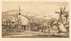 Nuova Caledonia: Grande Capanna Indigena sulla Strada da Balade a Puebo, 1845