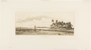 Oceania: Pesca, vicino a isole con palme nel gruppo Uea o Wallis, 1845 da Charles Meryon