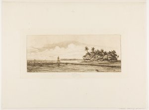 Oceania: Pesca, vicino alle isole con palme del gruppo Uea o Wallis, 1845 da Charles Meryon