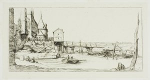 Il ponte temporaneo che sostituisce il Pont-au-Change, Parigi, dopo l
