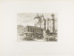 Il Grand Châtelet, Parigi, c. 1780, dopo un disegno precedente da Charles Meryon