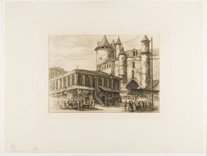Il Grand Châtelet, Parigi, c. 1780, dopo un disegno precedente da Charles Meryon
