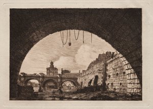 Il Ponte Nuovo e la Samaritaine visti dal Primo Arco del Ponte dello Scambio, Parigi da Charles Meryon