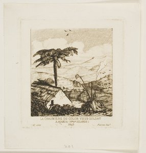 Il cottage di paglia del vecchio soldato, Akaroa, 1845 da Charles Meryon