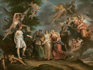 La Francia trionfante incoraggia le scienze e le arti durante la guerra, 1794 da Charles Meynier