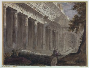 Rovine antiche con figure contemplative da Charles Michel Ange Challe