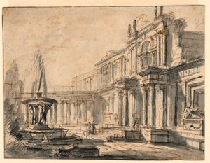 Fantasia architettonica: un cortile da Charles Michel Ange Challe