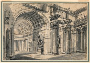 Fantasia architettonica: interno di un palazzo da Charles Michel Ange Challe