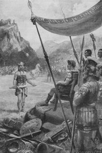 Giulio Cesare riceve la sottomissione di un capo sconfitto in Gallia