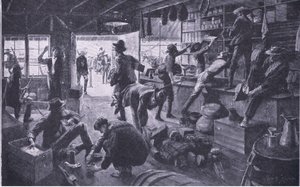 Boeri che saccheggiano un negozio nella proprietà del fiume Grange, illustrazione da After Pretoria: The Guerilla War, 1902 da Charles Mills Sheldon