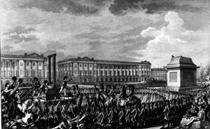 Il Giorno del 21 gennaio 1793: La Morte di Luigi XVI (1754-93) in Place de la Revolution, inciso da Isidore Stanislas Helman (1743-1809) 1793 da Charles Monnet