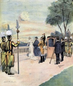 Papa Leone XIII nei Giardini Vaticani nel 1893 disegno di Mr. CH Morel da Charles Morel