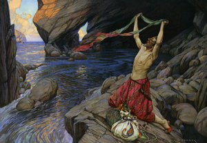Sindbad il marinaio (litografia a colori)