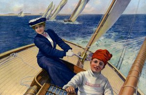 Lo yacht vincitore (litografia a colori)