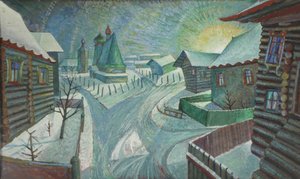Un villaggio russo (olio su tela) da Charles Murray