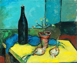 Bottiglia nera e cipolle (olio su tela) da Charles Murray