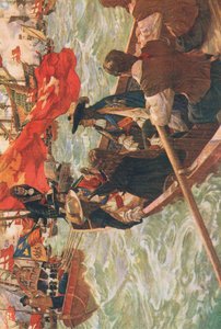 Ritorno a casa di Carlo II, illustrazione da The History of the British People pubblicata da Waverley, 1940 circa (litografia a colori)