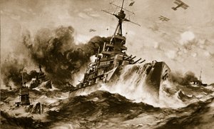Lo squadrone da battaglia britannico a tutta velocità in mare aperto (litografia)