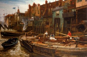 Fiume di Londra - I costruttori di chiatte di Limehouse, 1877 da Charles Napier Hemy