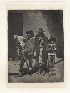 Planche III – Gruppo di tre pifferari in piedi, nel cortile del 21 Quai Bourbon da Charles Nègre, André Jammes