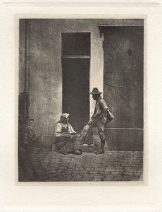 Planche IV – Pifferaro in Piedi e Contadina Italiana Seduta, nel Cortile del 21 Quai Bourbon da Charles Nègre, André Jammes