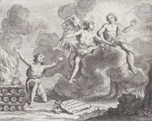 Apollo, Mercurio e le pastorelle, Favola X in La Motte, Fables Nouvelles da Charles Nicolas Cochin