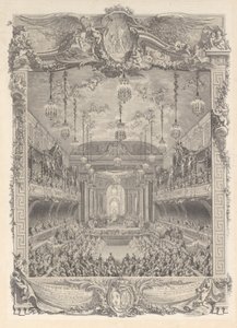 Decorazione della sala di spettacolo costruita a Versailles per la rappresentazione da Charles Nicolas Cochin