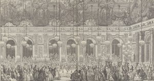 Decorazione per un ballo in maschera a Versailles, in occasione di... da Charles Nicolas Cochin
