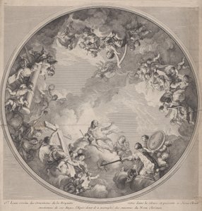 San Luigi che Presenta la sua Spada a Cristo, dopo un disegno del soffitto, 1755-90