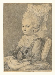 Ritratto di giovane donna con ventaglio in mano da Charles Nicolas Cochin II