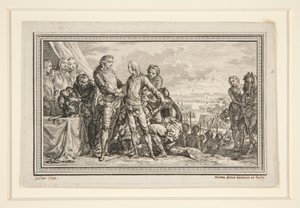 Il re arma il delfino a Fontenoy da Charles Nicolas Cochin the younger