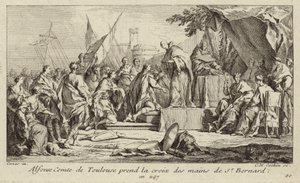 Alfonso I, conte di Tolosa, prende la croce dalla mano di Bernardo di Chiaravalle, promettendo di unirsi alla Seconda Crociata da Charles Nicolas II Cochin