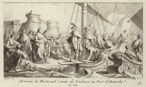 Arrivo di Bertrand, conte di Tolosa, al porto di Antiochia, per assumere il governo della Contea di Tripoli da Charles Nicolas II Cochin