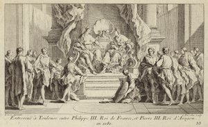 Incontro a Tolosa tra il re Filippo III di Francia e il re Pietro III di Aragona da Charles Nicolas II Cochin