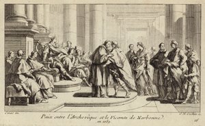 Pace tra il vescovo e il visconte di Narbonne da Charles Nicolas II Cochin